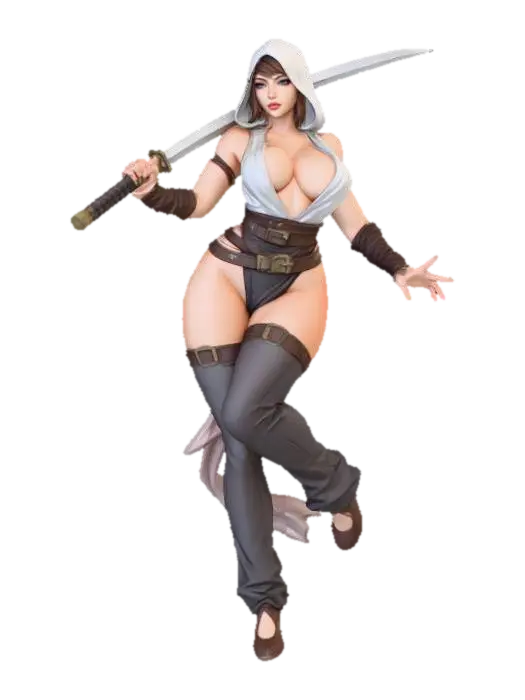 Miss Samurai - Warrior-3D-modell, genererad av AI