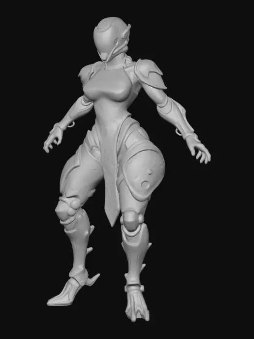 3D model for Female Robotic Red Dressed