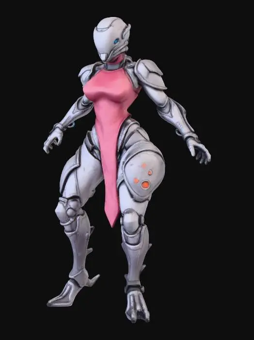 3D model for Female Robotic Red Dressed