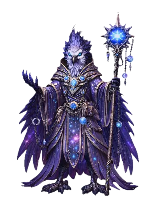 Azurefeather Archmage 3D model, vytvořený pomocí AI