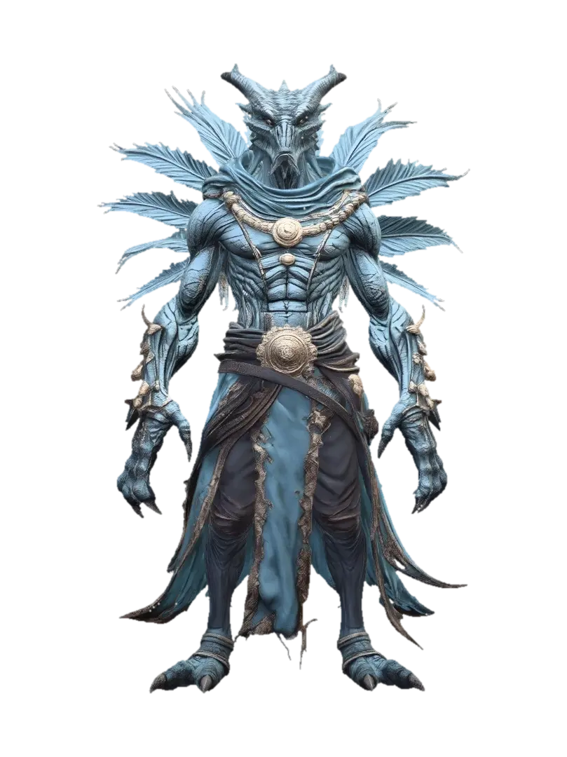 Azure Wyrm Ascendant - Serpentine 3D model, vytvořený pomocí AI