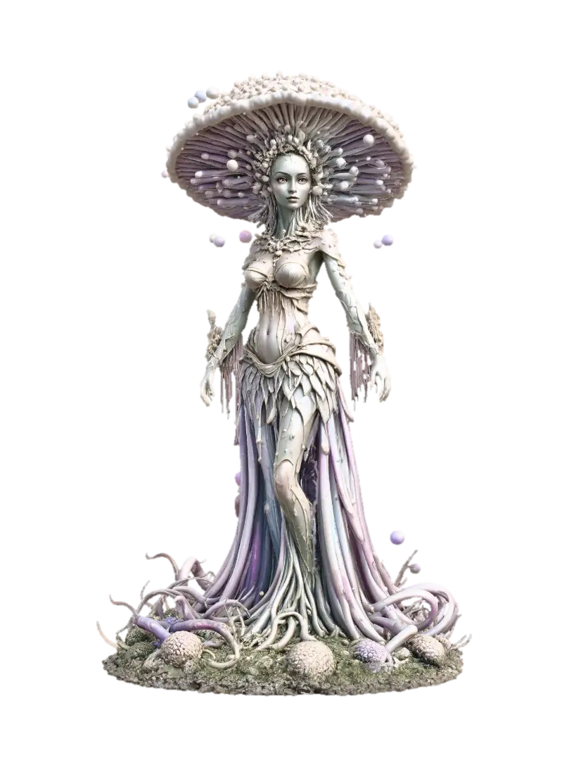 Empress of the Mycelial Bloom - Fungal 3D model, vytvořený pomocí AI