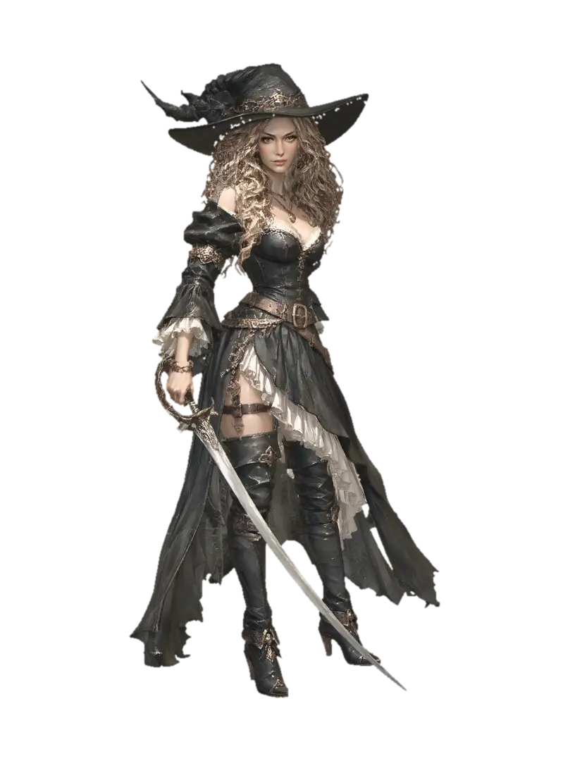 Witch of the Obsidian Veil - Cursed 3D model, vytvořený pomocí AI