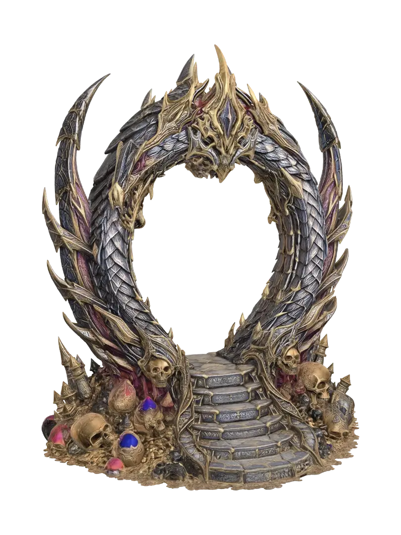 Dragon Circle of Gold and Skulls yapay zekâ ile oluşturulmuş 3D model