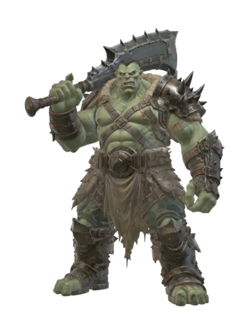 Ironclad Orc Warlord 3D model, vytvořený pomocí AI