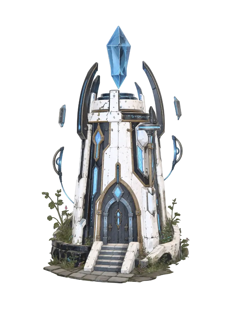 Crystal Spire Sanctum - 3drender 3D model, vytvořený pomocí AI