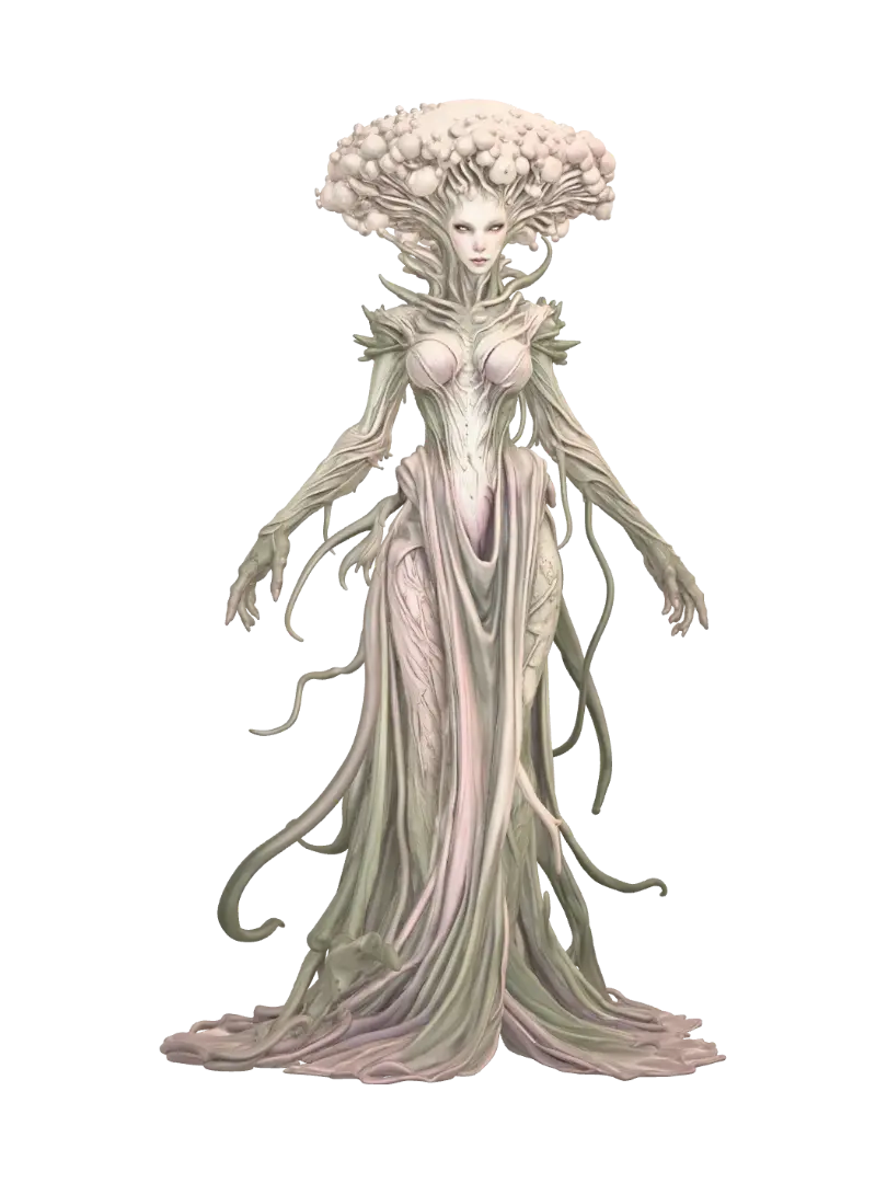 Mycelial Empress - Fungal 3D model, vytvořený pomocí AI