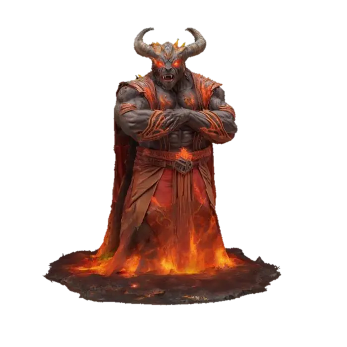 fantasy ancient magma beast in robes, extremely detailed, high resolution texture,… 3D model, vytvořený pomocí AI