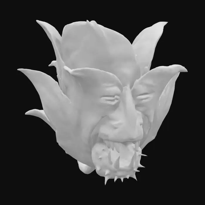 3D model for [Holland] extreme flower monster tulip, floating in the air, detailed flower, snout with fangs, extremely detailed, high resolution texture, epic stance, #AroundTheWorld#