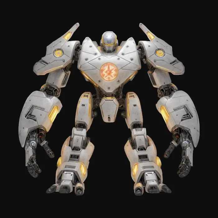 3D model for sci-fi emblem of robotic concert, parts of the emblem made of robotic parts, in the middle a large energy source from which lightning flashes, the entire emblem is covered with metal-plastic, extremely detailed, high sharp resolution texture, epic stance, #emblem#