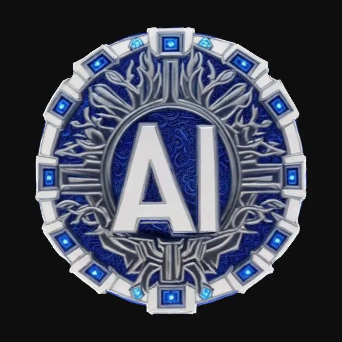 3D model for emblem of AI, extremely detailed, texture with high sharp resolution, epic image, highly convincing, #emblem#