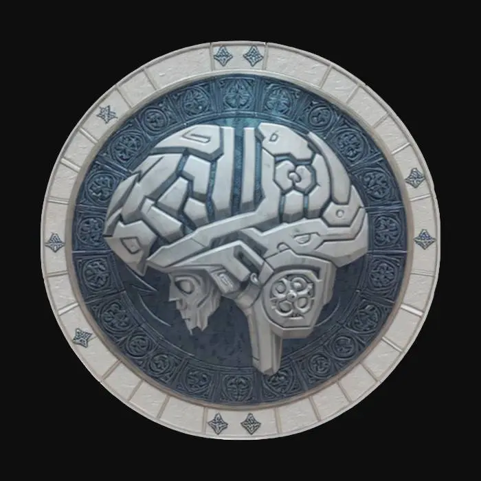 3D model for emblem of AI, extremely detailed, texture with high sharp resolution, epic image, highly convincing, #emblem#