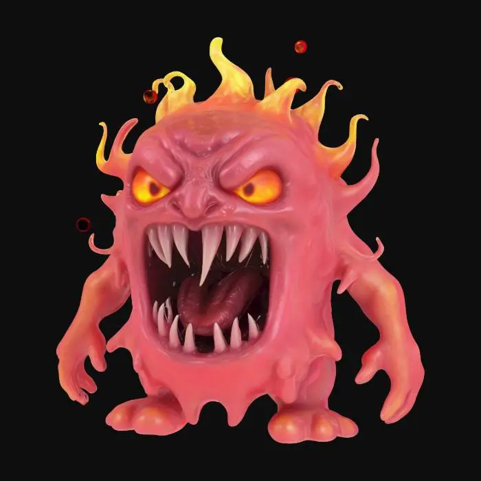 3D model for fantasy demonic pile of transparent slime, shapeless gelatinous liquid body, scary expression with a large mouth, extremely detailed, high sharp resolution texture, hyperrealistic, epic stance
