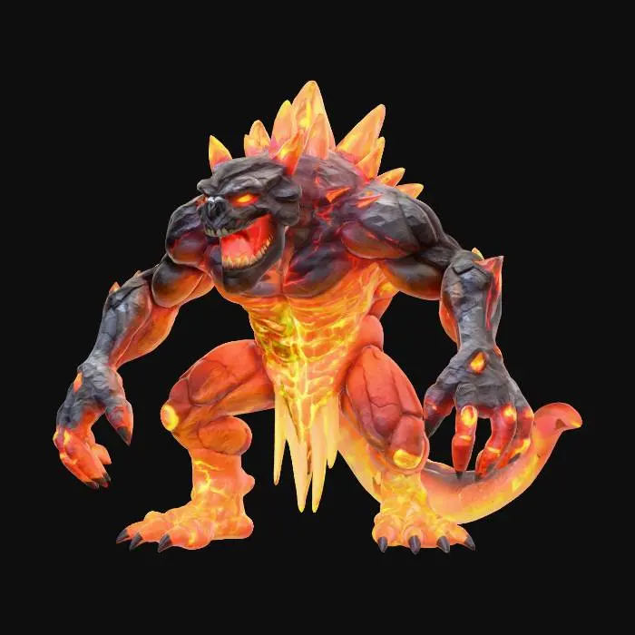 3D model for fantasy monster made of connected stones with energy, massive body made of stones connected by glowing energy, energy shines brightly from the body, large open jaws with teeth made of sharp minerals, massive paws of stones, extremely detailed, high sharp resolution texture, epic stance