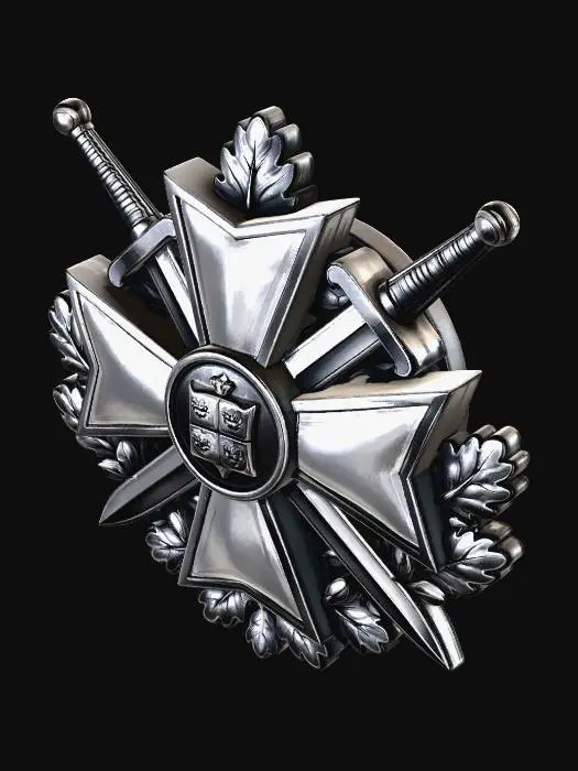 3D model for Iron Cross with Swords and Oak Leaves, a padge, the other side empty.