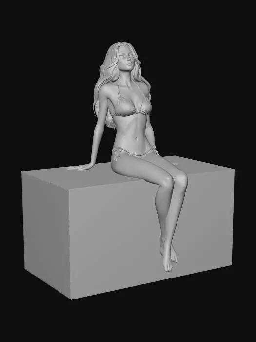 3D model for Vivid Bikini Pose on a White Pedestal