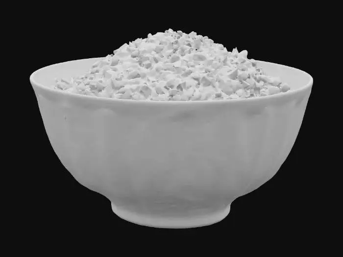 3D model for Bowl of rice tranquility (a bowl of rice, with a plate underneath the bowl that holds the rice)