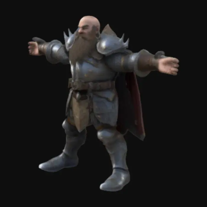 3D model for A high detailed fantasy dwarf general with heavy armor.