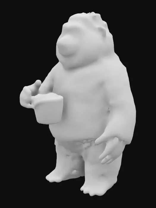 3D model for #ChristmasAdventure# Sculpt a friendly #Yeti wrapped in Christmas lights, wearing a cozy sweater, and holding a mug of hot cocoa.