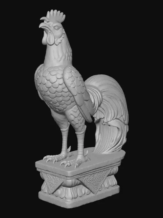 3D model for Rooster Sculpture on Pedestal