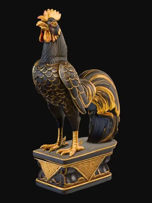 3D model for Rooster Sculpture on Pedestal