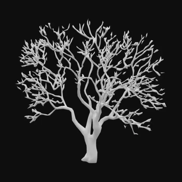 3D model for a tree with no leaf medium height medium thickness , have dry branches