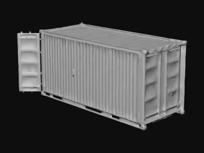 3D model for Old rusty shipping container in standard measurements, open doors