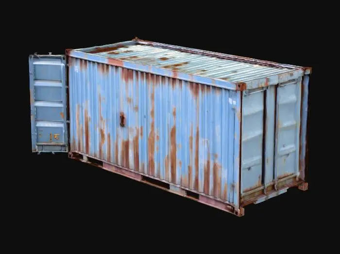 3D model for Old rusty shipping container in standard measurements, open doors
