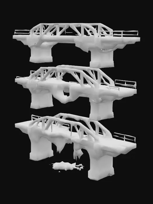 3D model for Bridge Decay Stages, #PBR#