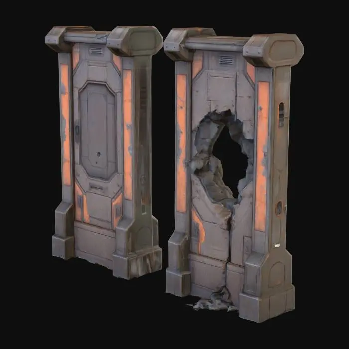 3D model for Broken Barricade, #PBR#