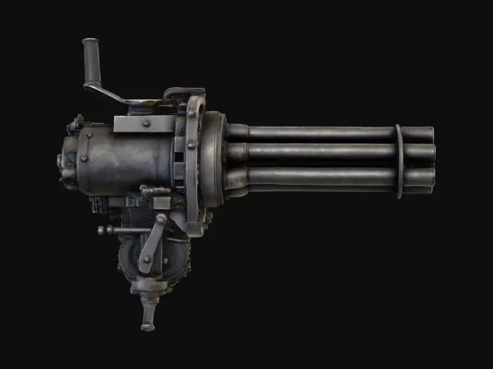 3D model for Antique Gatling Gun, #PBR#