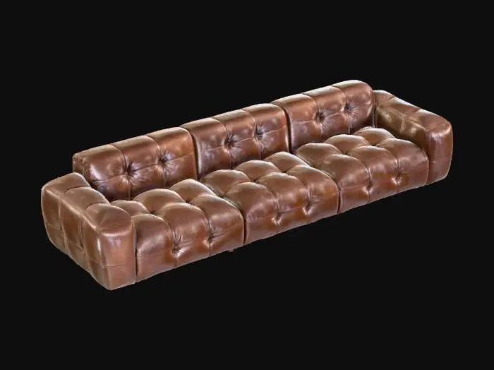 3D model for Brown Tufted Sofa