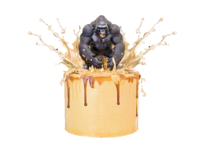 Gorilla Cake Splash, #food# - Chocolate 3D model, vytvořený pomocí AI