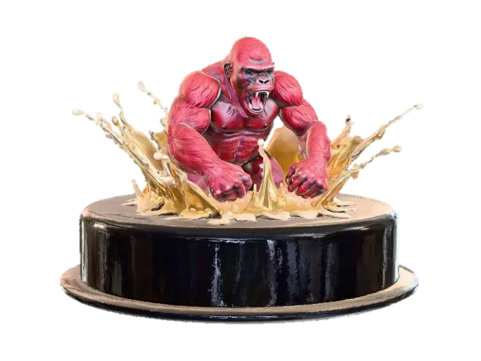 Gorilla Splash Cake, #food# - Chocolate 3D model, vytvořený pomocí AI