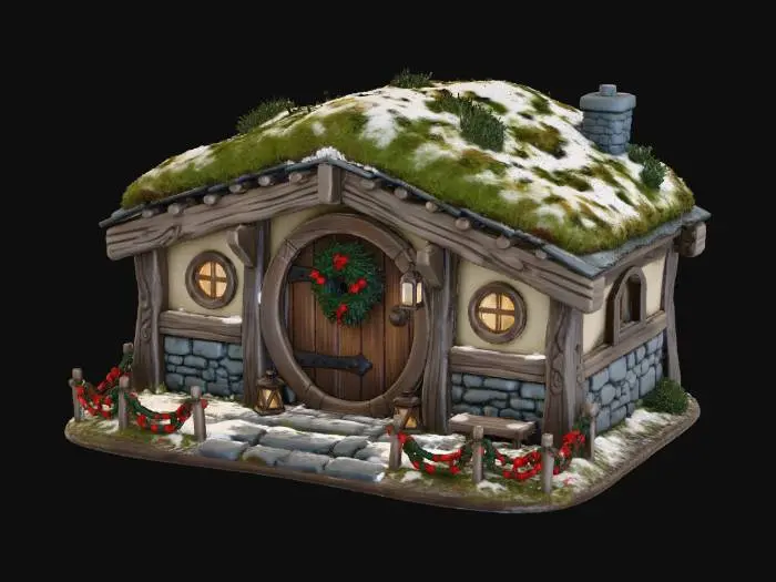3D model for Snowy Hobbit Home, #Christmas2025#