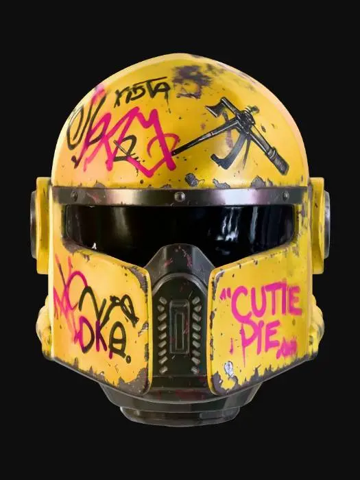 3D model for Graffiti-Covered Yellow Mandalorian Helmet