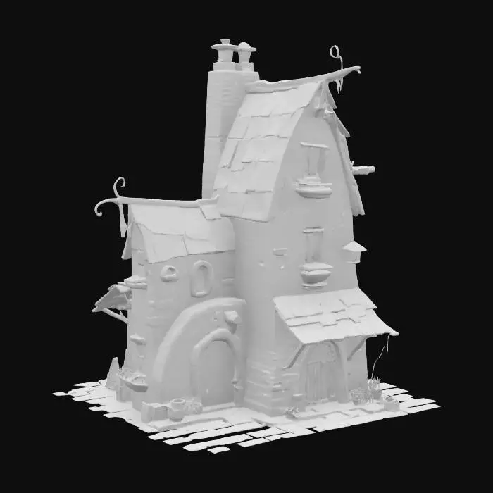 3D model for Whimsical Cottage, #SketchTo3D#