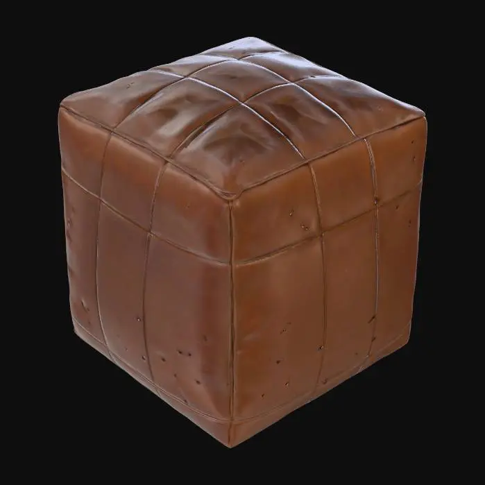 3D model for Brown Leather Pouf