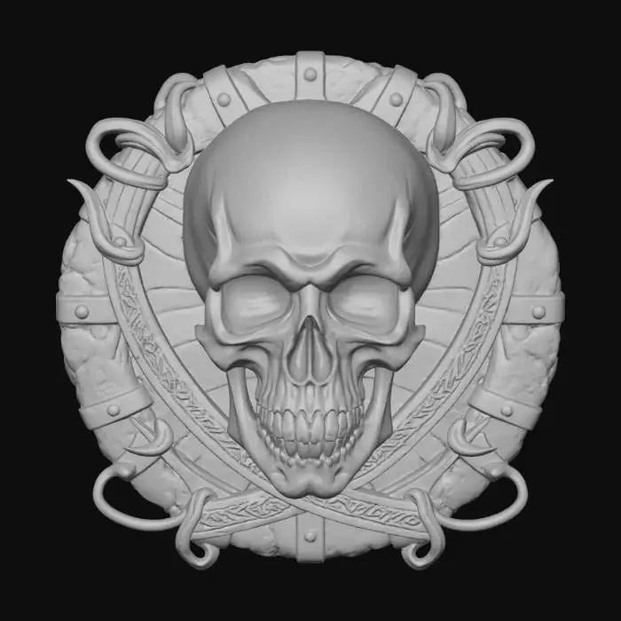 3D model for Skull and Swords Emblem, #Halloween2025#