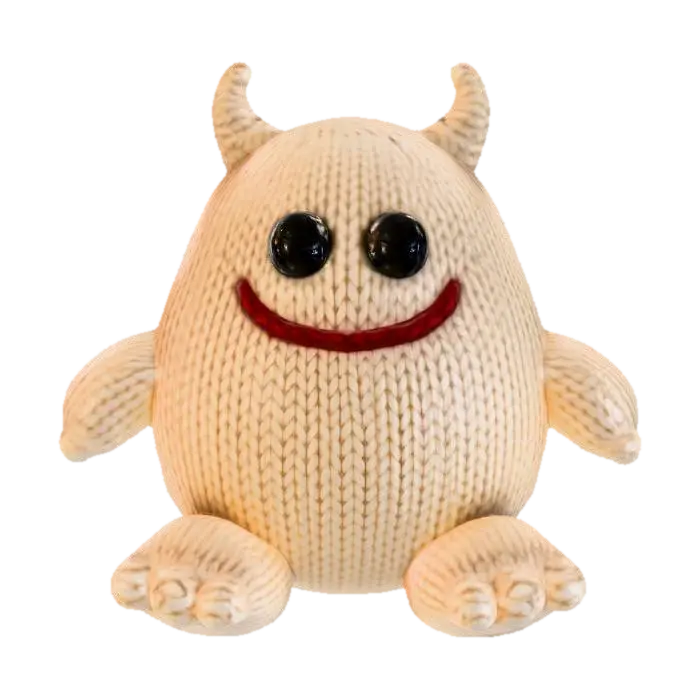 Knitted Smiley Monster 由 Artisan 创建 — 使用 Meshy AI 3D 生成器制作,免费下载 FBX OBJ GLB STL