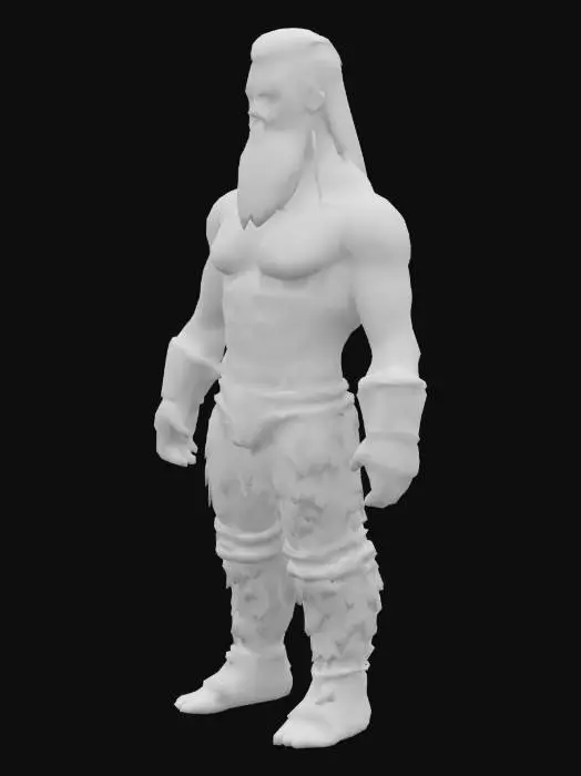 3D model for Make a shirtless viking with no shirt or cape that has tatoos over his body and a very clear and detailed face in a standard t pose