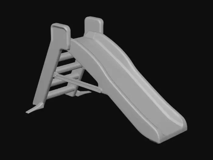 3D model for playground slide, plastic slide, play area, rungs are ribbed
