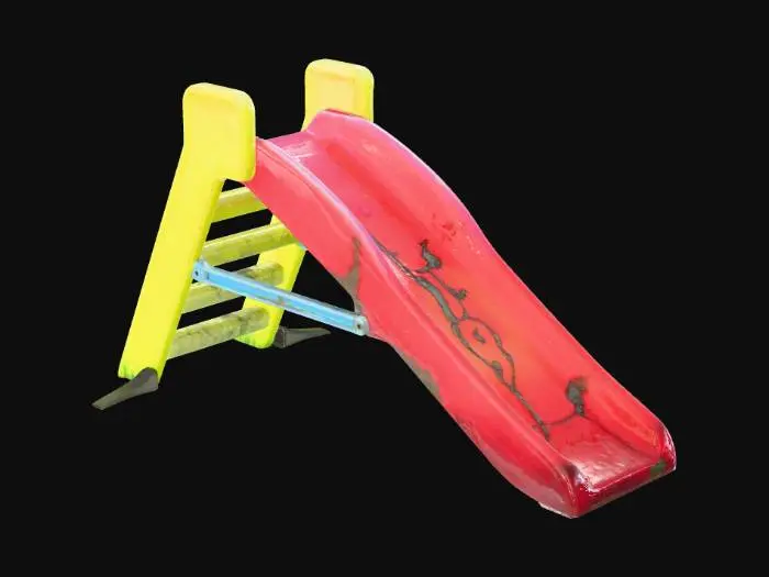 3D model for playground slide, plastic slide, play area, rungs are ribbed