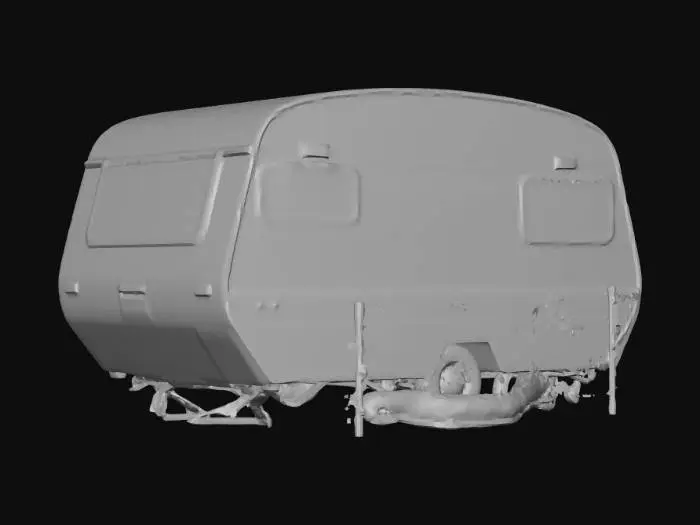 3D model for Sport caravan in an overgrown yard