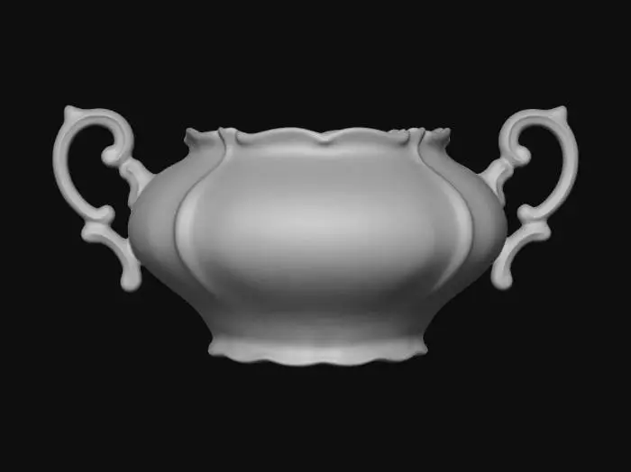 3D model for Vintage Floral Sugar Bowl with Gold Rim