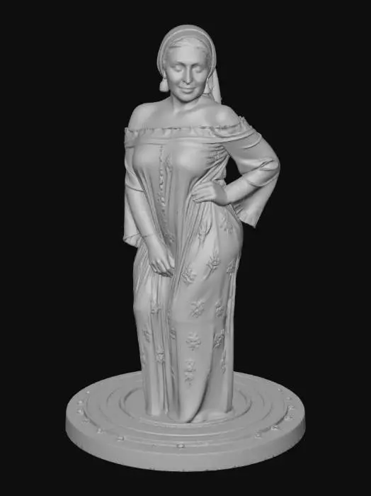 3D model for Sunlit Yellow Abaya with Teal Embroidery, pakistani woman with yellow dress and headcarf, tight butt, with vibrant hues and meticulous details, Magnificently decorated oriental dress