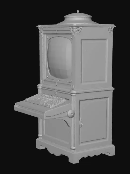 3D model for Antique Wooden Computer Console