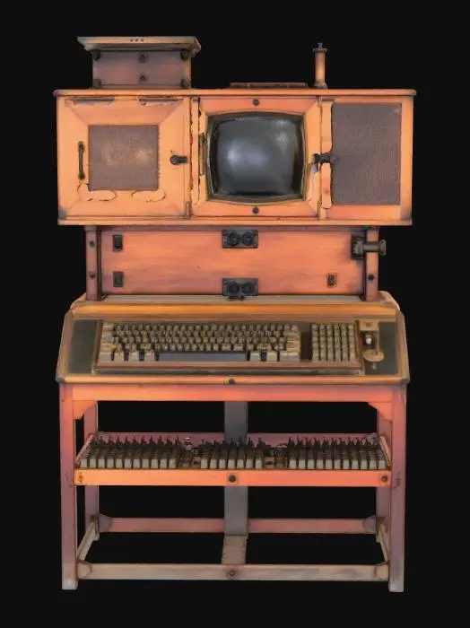 3D model for Antique Wooden Computer Console