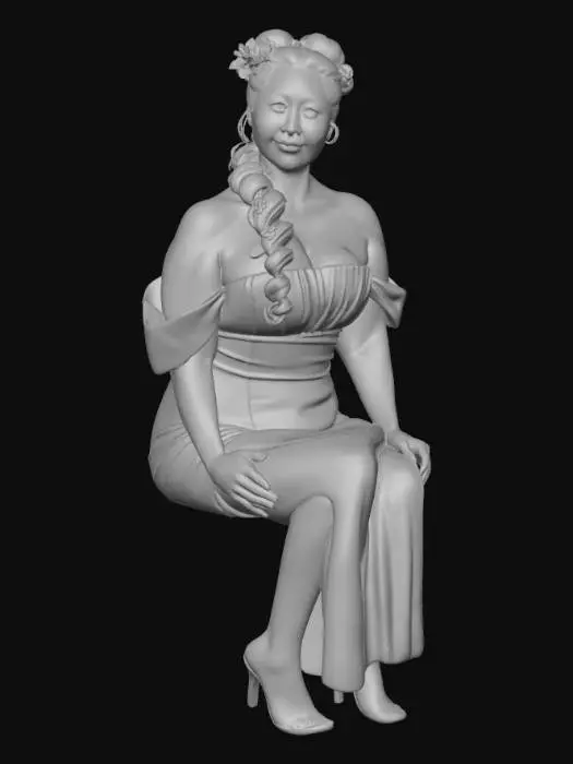 3D model for japanese Woman in Silk and Petals