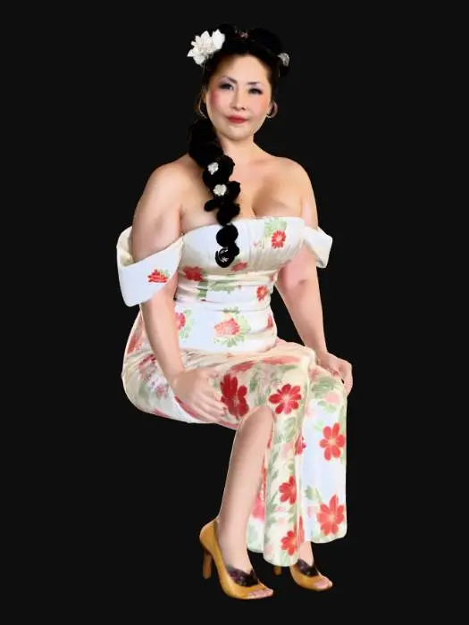 3D model for japanese Woman in Silk and Petals